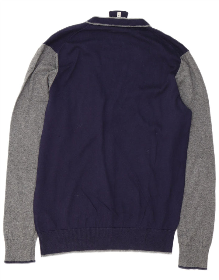 ARMANI JEANS Maglione cardigan da uomo in cotone color block medio blu navy