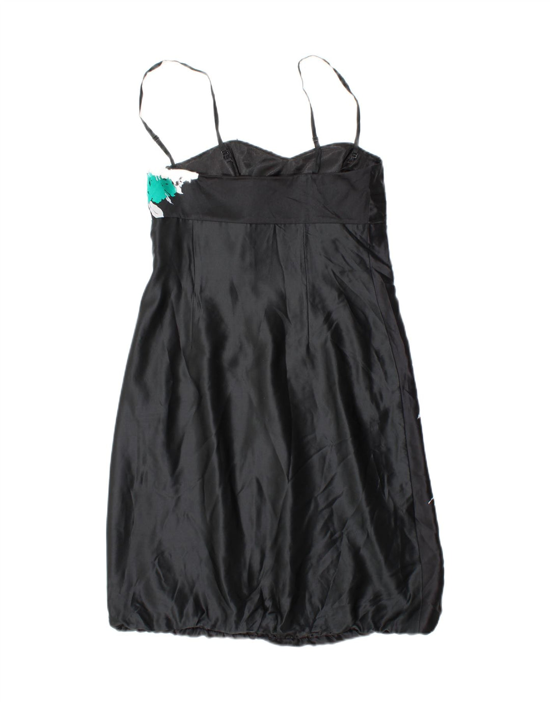 MONSOON Womens Sleeveless Bubble Dress UK 12 Medium Black Floral Silk