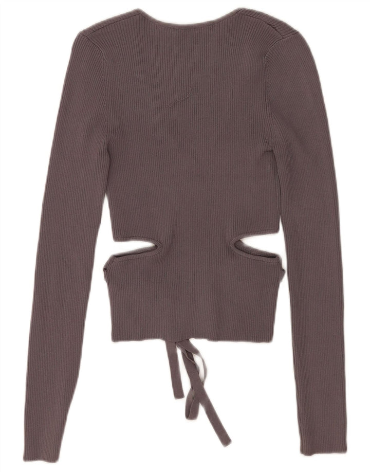 Top corto con cut-out da donna Zara UK 10 piccolo in viscosa grigia