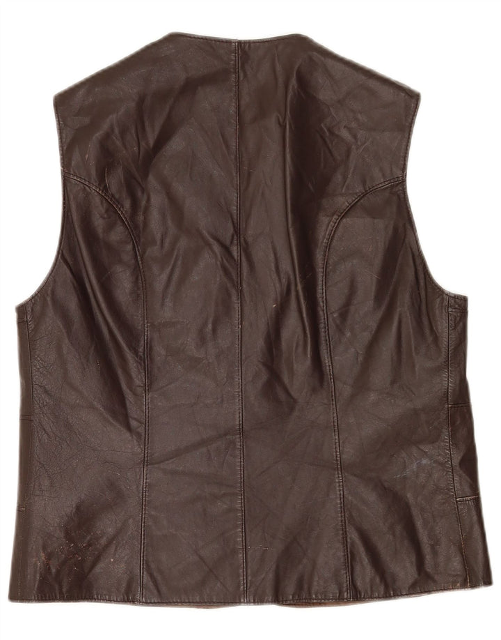 Gilet in pelle da uomo vintage UK 36 piccolo marrone