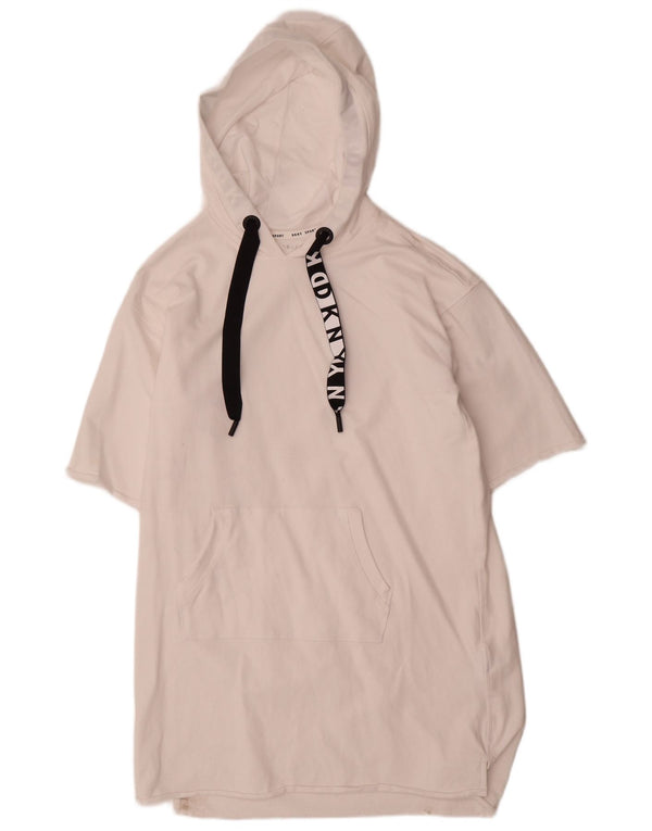 Abito con cappuccio a maniche corte da donna Dkny UK 14 Cotone bianco medio