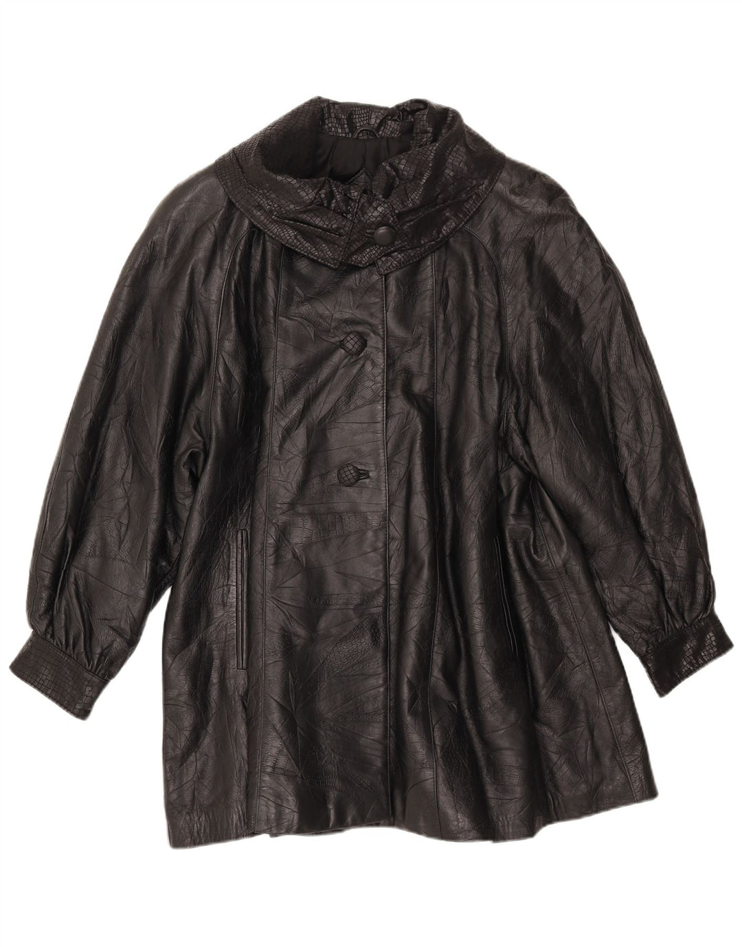 Cappotto in Pelle da Donna VINTAGE IT 44 Medio in Pelle Nera