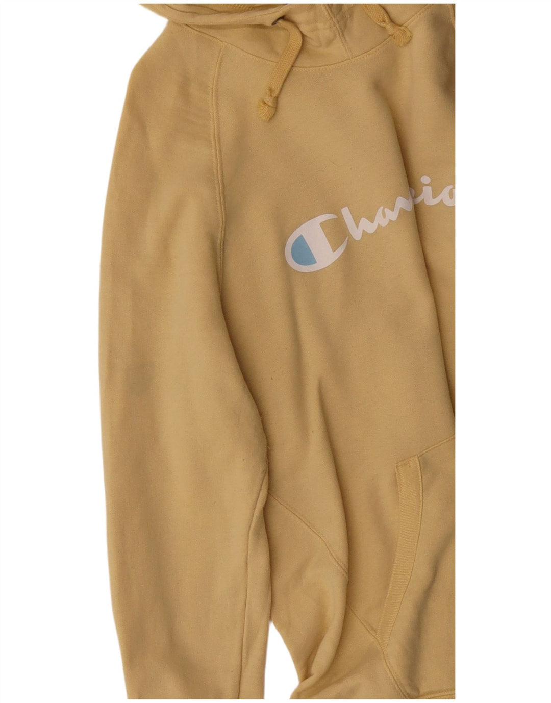 Felpa con cappuccio grafica da uomo Champion, grande, in poliestere giallo