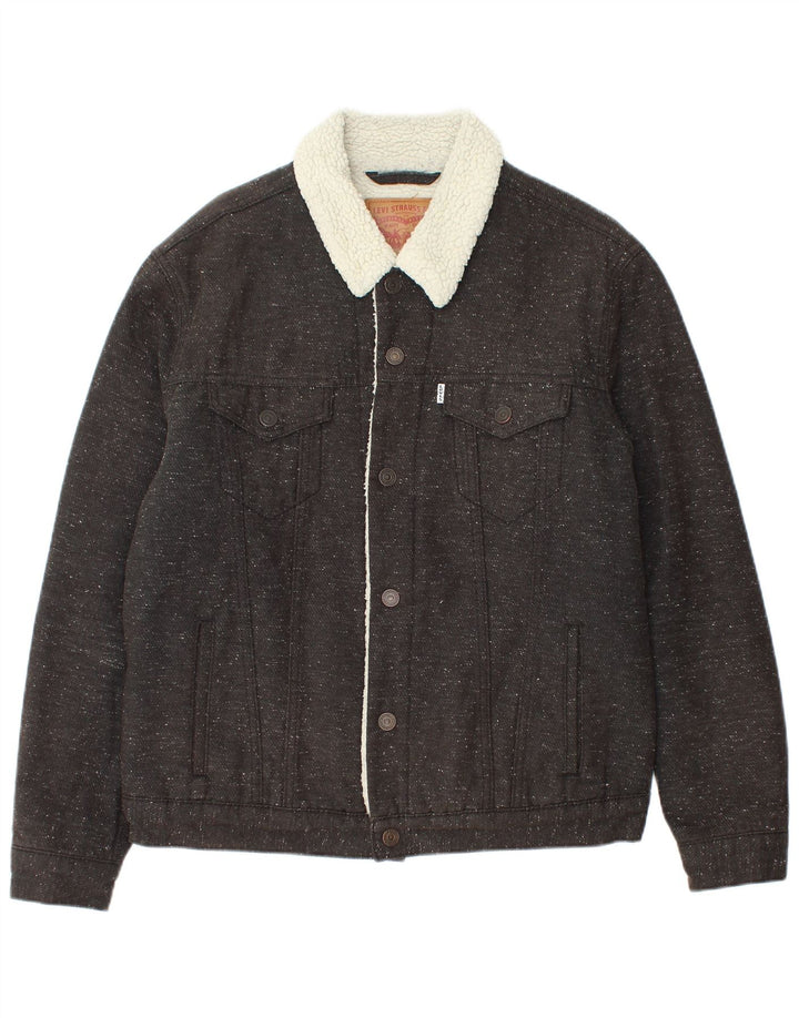 Giacca Sherpa da uomo Levi's UK 40 grande cotone chiazzato grigio