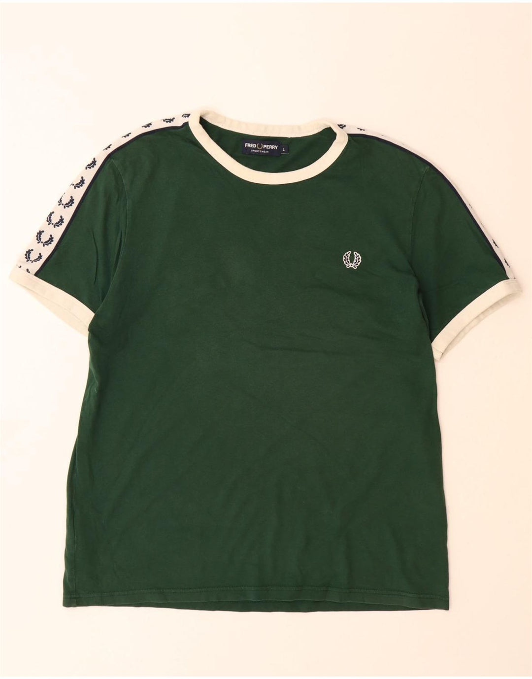 FRED PERRY T-shirt grafica da uomo Top grande in cotone color block verde