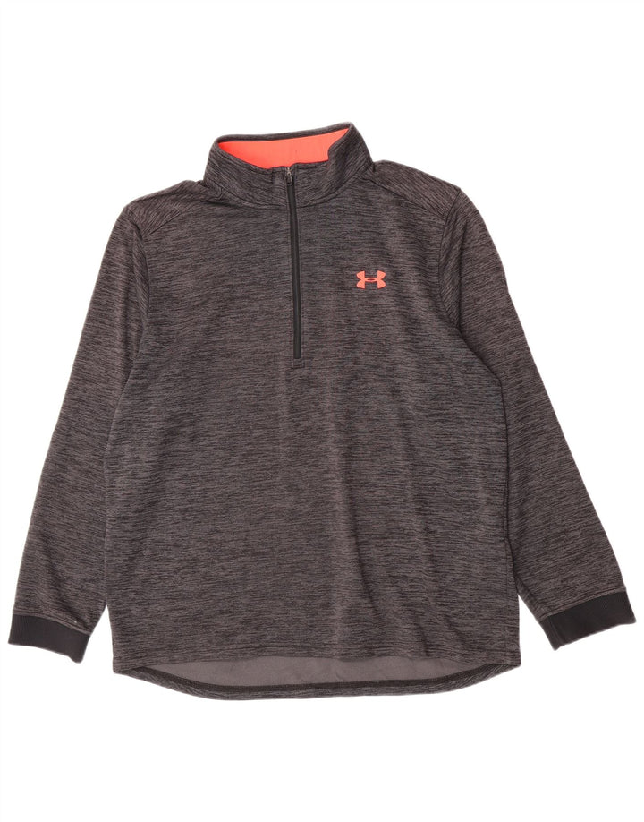 Under Armour Uomo Cold Gear Zip Collo Pullover Tuta Top XL Grigio Chiazzato