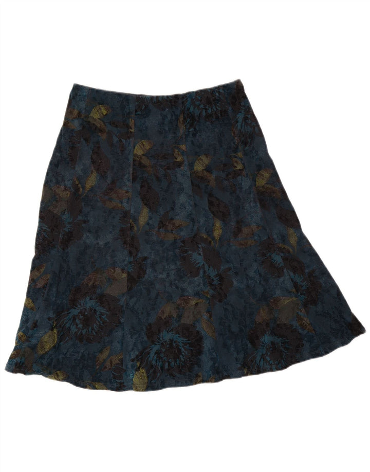 Gonna a trapezio da donna Marks & Spencer UK 12 media W30 poliestere floreale blu