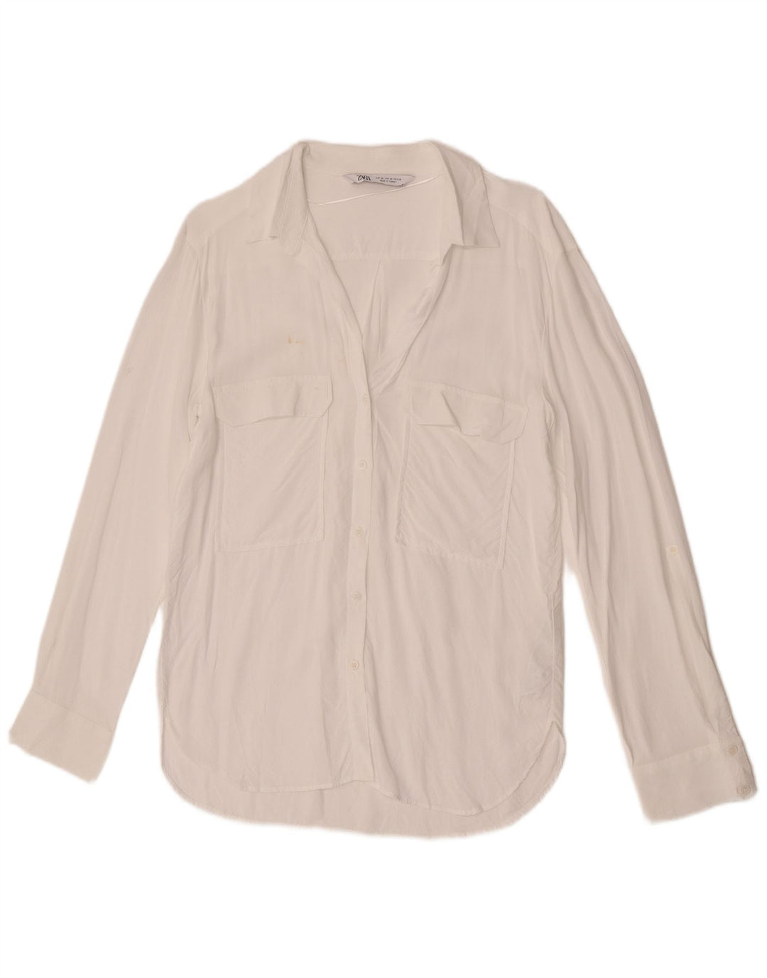 Camicia Zara da donna camicetta UK 12 viscosa bianca media