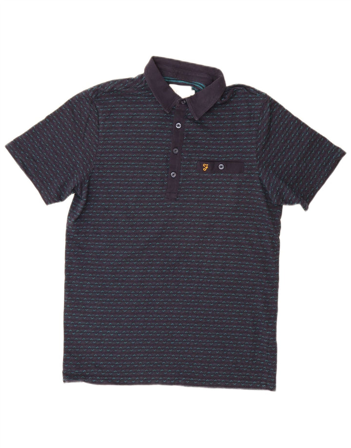 Polo da uomo FARAH in cotone geometrico medio blu navy