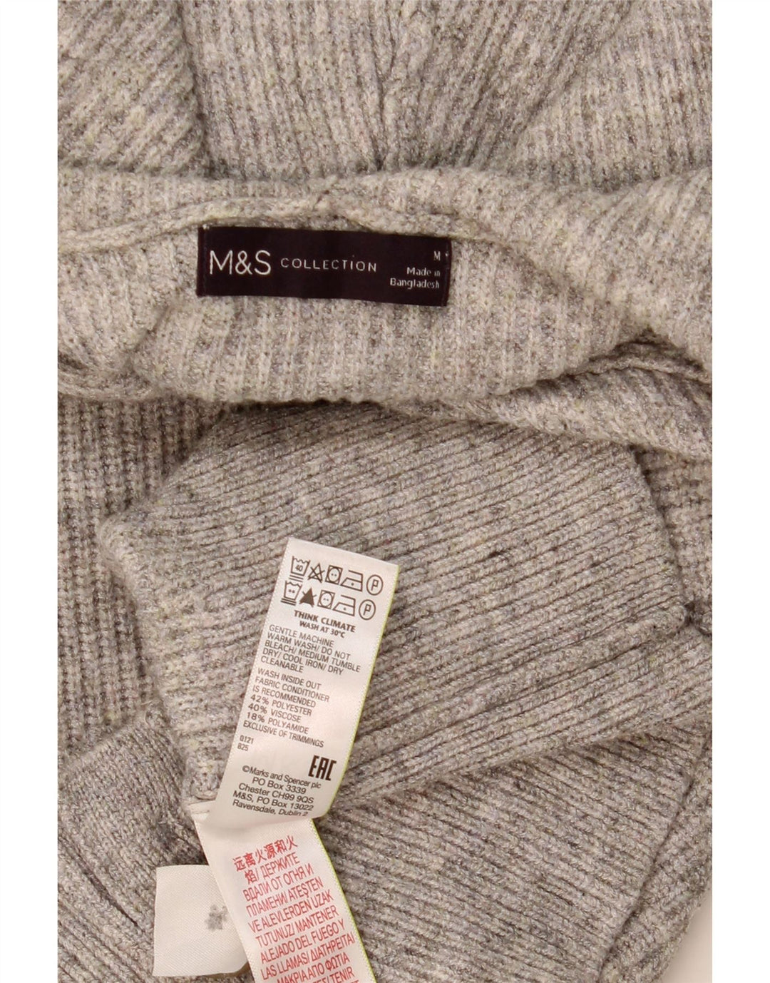 MARKS & SPENCER Maglione cardigan con cappuccio da donna UK 14 Poliestere grigio medio