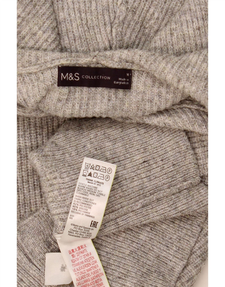 MARKS & SPENCER Maglione cardigan con cappuccio da donna UK 14 Poliestere grigio medio