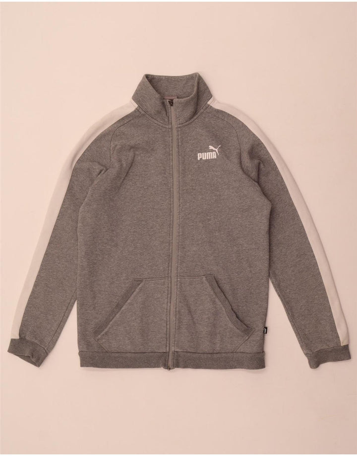 Giacca da ginnastica da uomo Puma Small in cotone color block grigio
