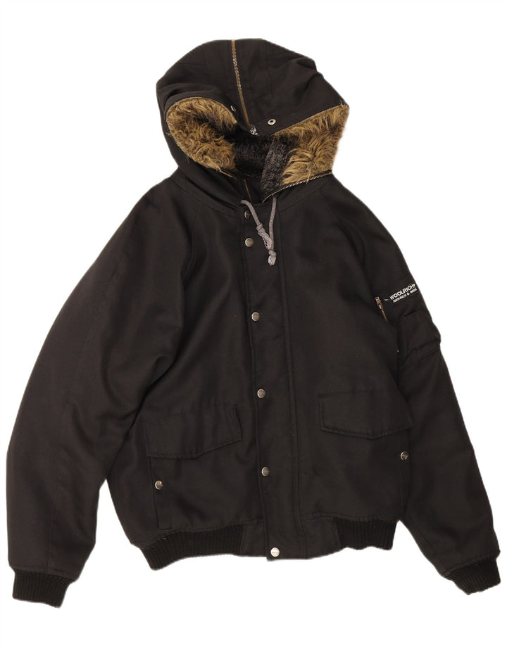 Bomber con cappuccio da uomo Woolrich IT 46 Small nylon nero