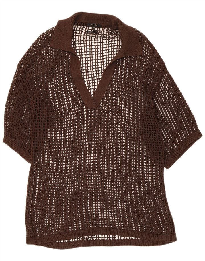 Massimo Dutti Camicetta trasparente da donna all'uncinetto Top UK 14 Marrone medio