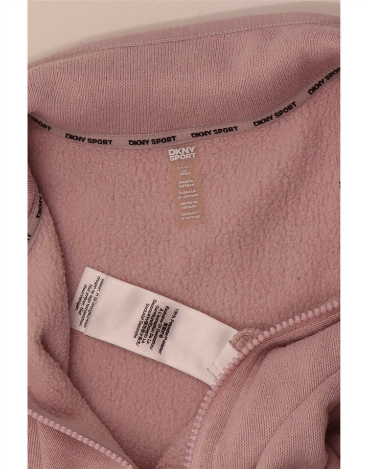 Maglione in pile oversize da donna con collo con zip Dkny UK 10 piccolo poliestere rosa