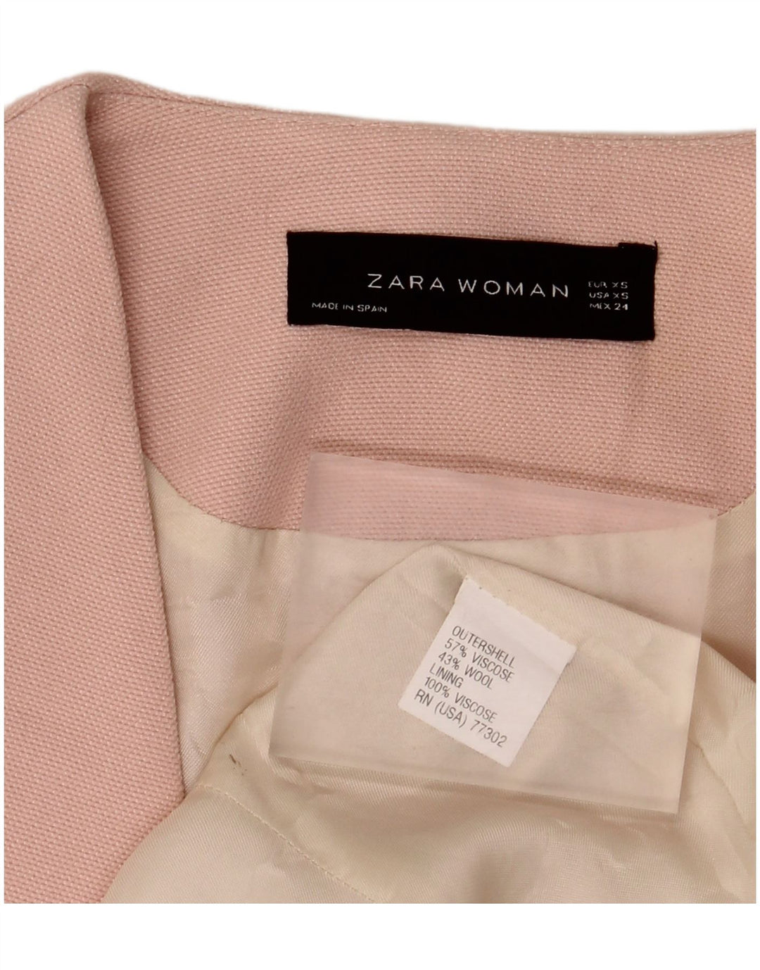 Giacca blazer aperta da donna Zara UK 6 XS rosa viscosa