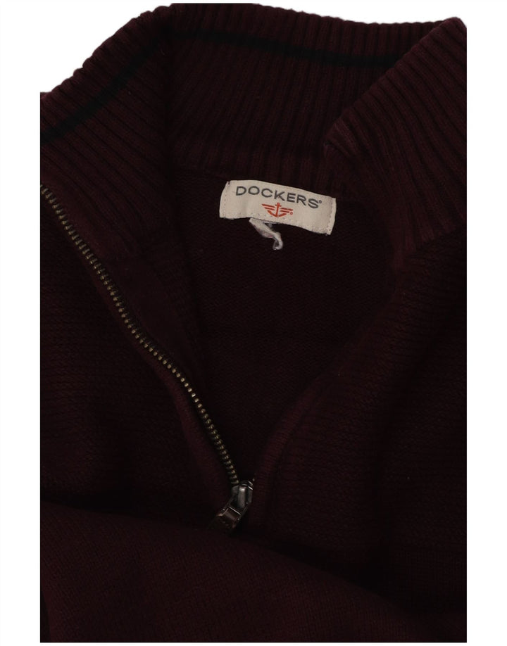 DOCKERS Maglione da uomo con zip e collo grande bordeaux