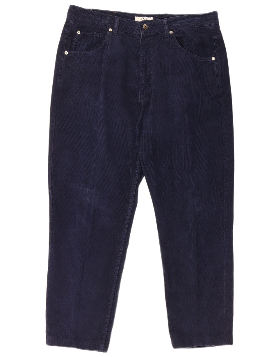 VALENTINO Pantaloni dritti da uomo in velluto a coste W40 L28 in cotone blu navy