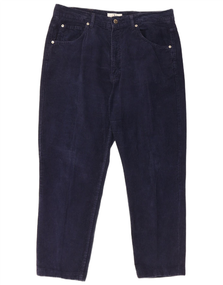 VALENTINO Pantaloni dritti da uomo in velluto a coste W40 L28 in cotone blu navy