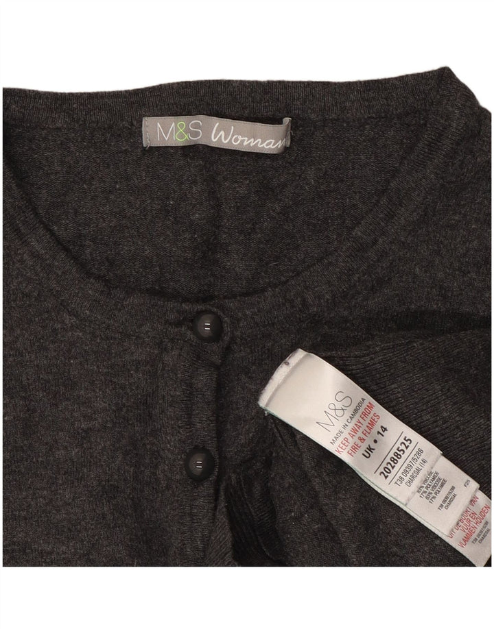 Maglione cardigan corto da donna Marks & Spencer UK 14 Viscosa grigio medio