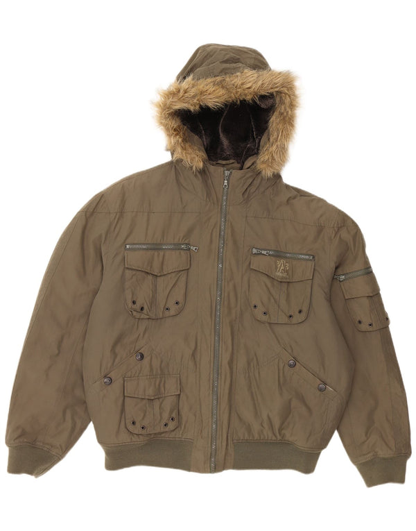 Giacca imbottita con cappuccio da uomo Wampum UK 42 XL cotone kaki