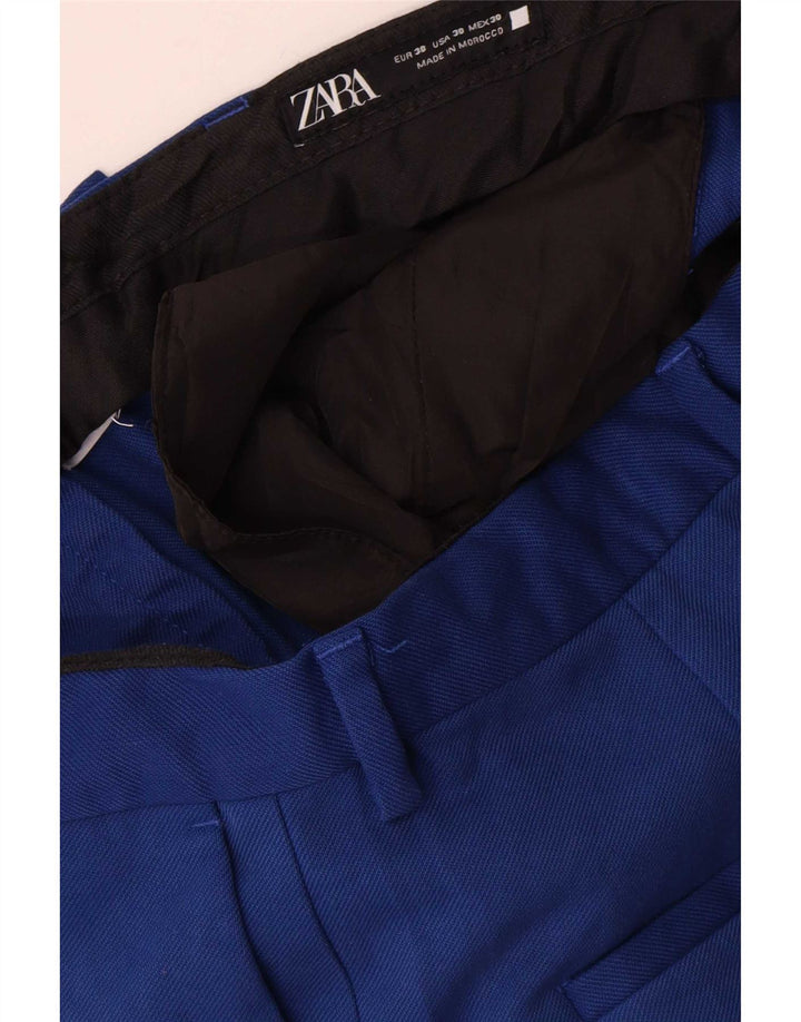 Pantaloni da completo con pegging da uomo Zara EU 38 Small W30 L29 poliestere blu