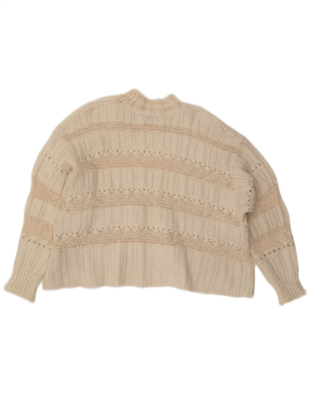 ZARA Womens Oversized Turtle Neck Jumper Sweater UK 10 Small Off White