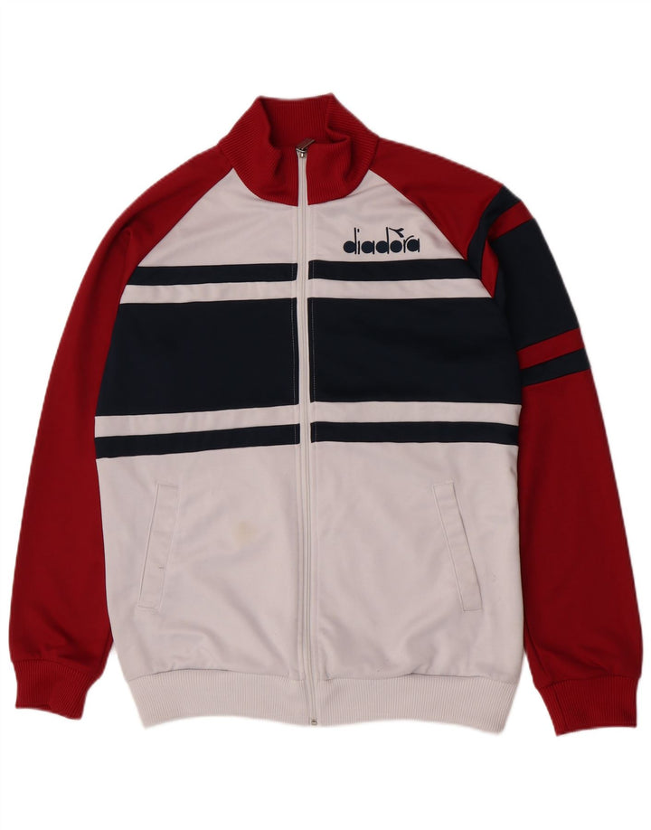 Giacca da tuta grafica da uomo Diadora XL poliestere color block bianco