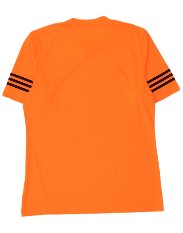 T-shirt Adidas Climalite da uomo, grande, in poliestere a righe arancioni