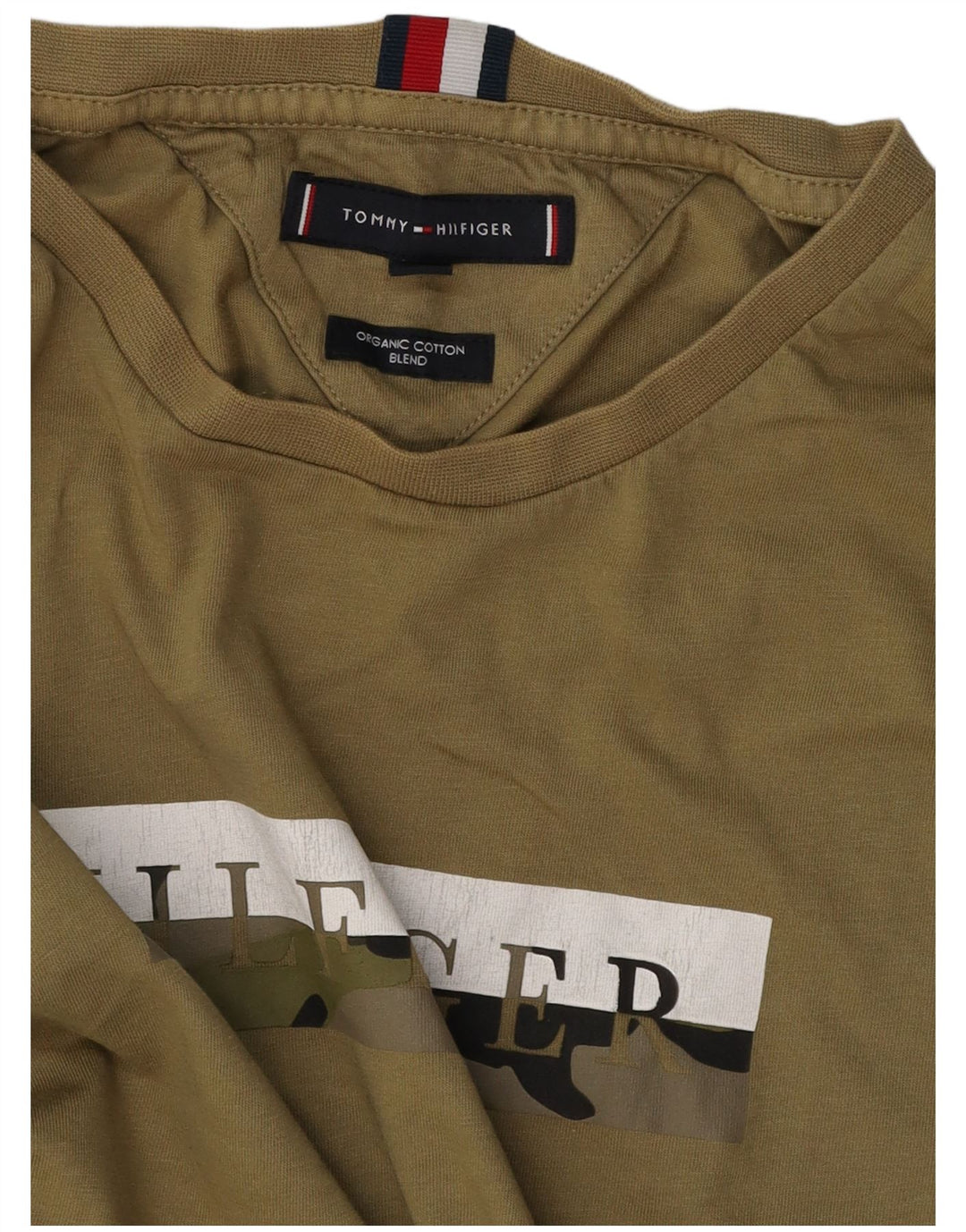 TOMMY HILFIGER T-shirt grafica da uomo Top in cotone kaki medio