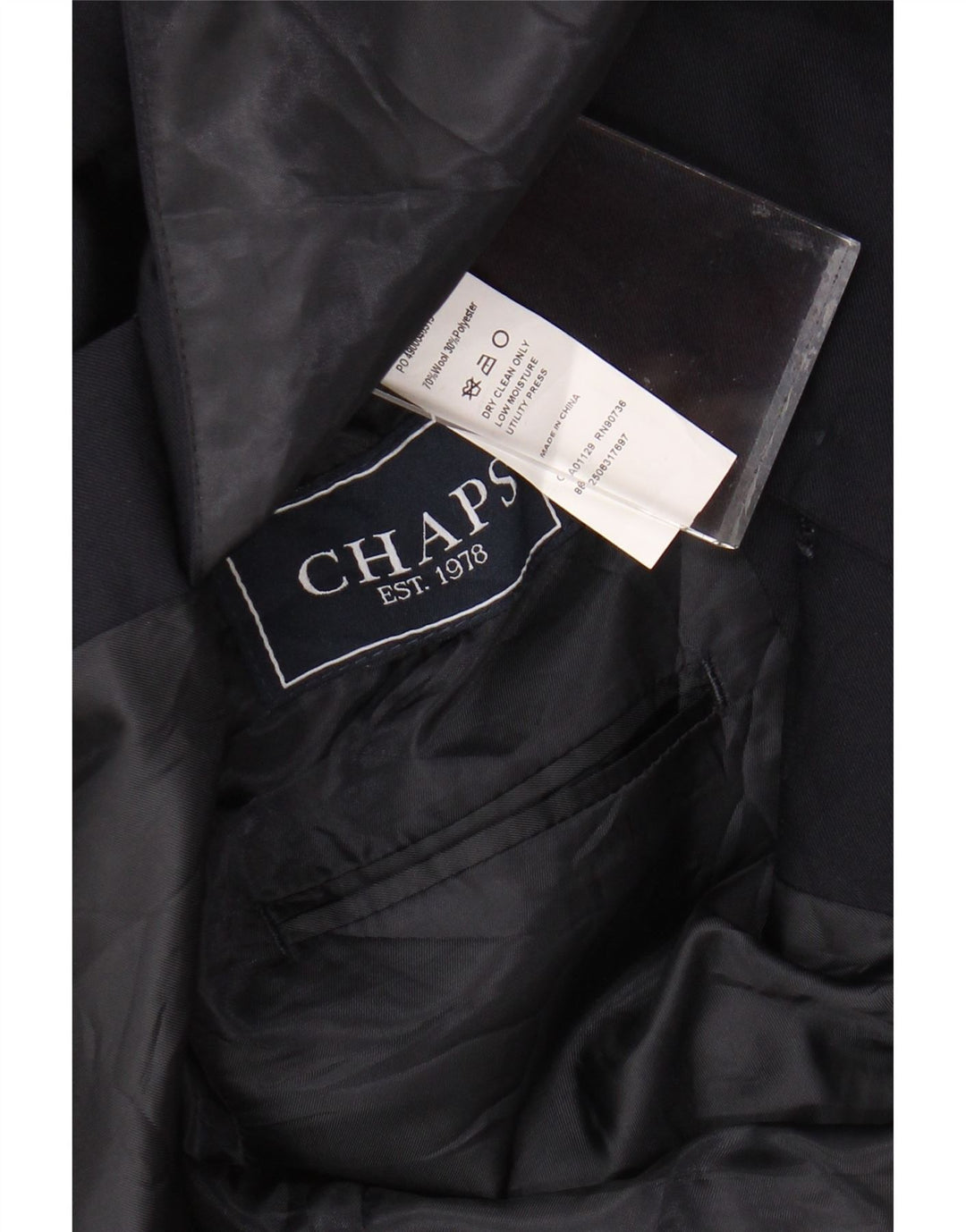 Giacca blazer a 2 bottoni lunga da uomo Chaps UK 38 media lana blu navy