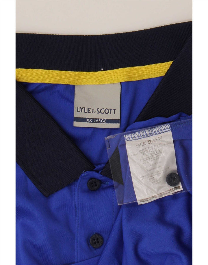 Polo da uomo Lyle & Scott 2XL Poliestere geometrico blu