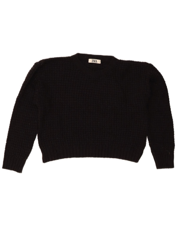 Maglione corto girocollo da donna Zara UK 14 medio nero