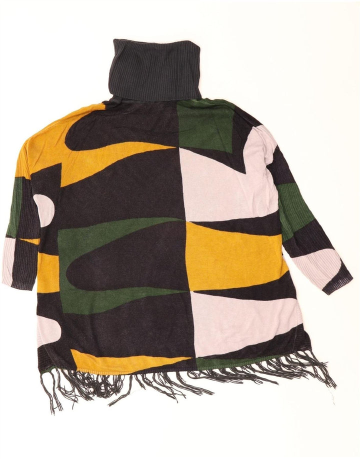 Desigual Donna Maglione a collo alto con collo alto UK 10 Piccolo verde geometrico