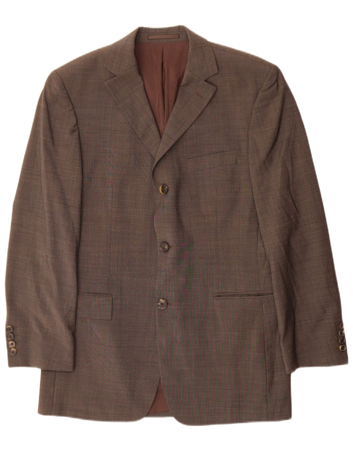 Giacca blazer da uomo a 3 bottoni Hugo Boss EU 46 piccola lana vergine grigia