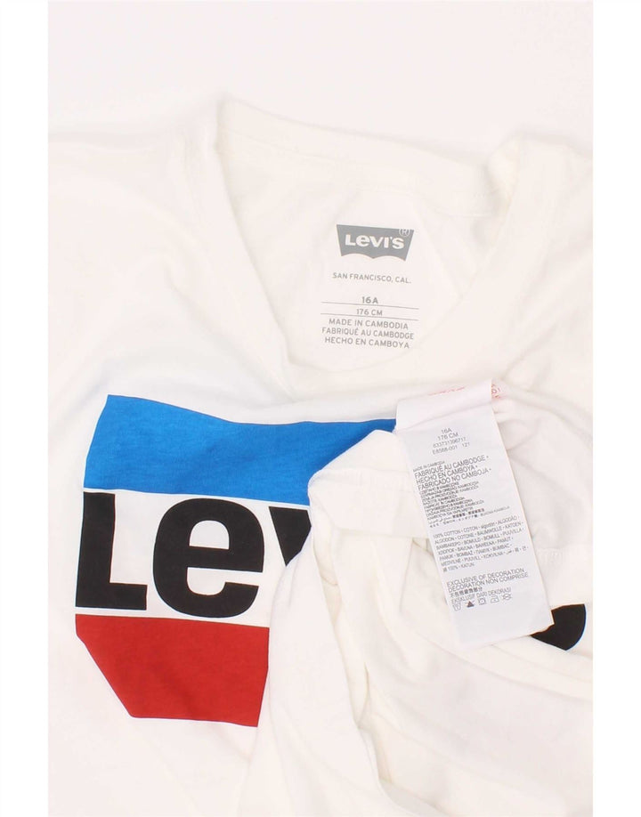 T-shirt grafica da ragazzo Levi's Top 15-16 anni in cotone bianco