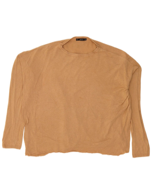 Maglione girocollo oversize da donna Zara UK 14 Beige medio