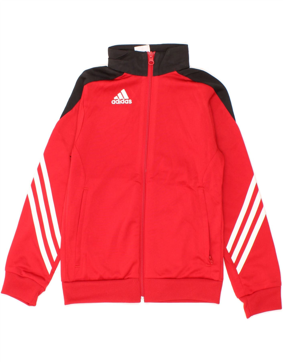 ADIDAS Boys Graphic Tracksuit Top Jacket 7-8 Years Small Red Colourblock Vintage Adidas and Second-Hand Adidas from Messina Hembry 