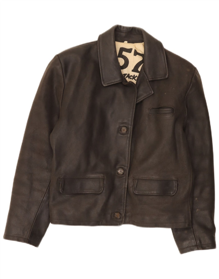 Giacca leggendaria 1957 Giacca in pelle da donna UK 16 Grande Marrone