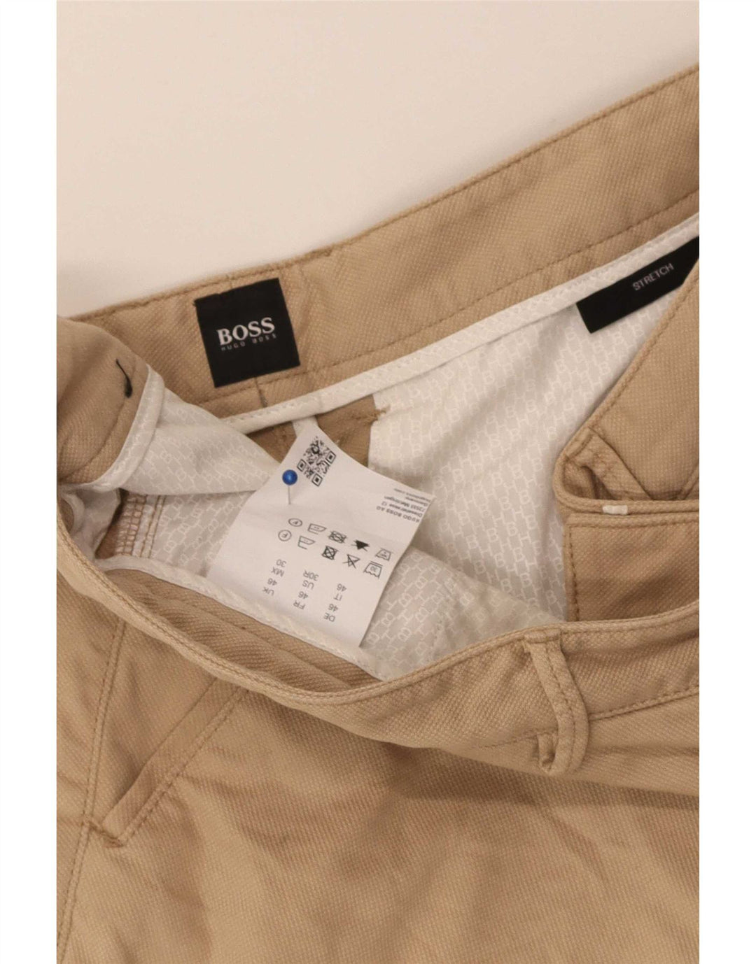 Pantaloncini chino da uomo Hugo Boss IT 46 Small W30 Cotone beige