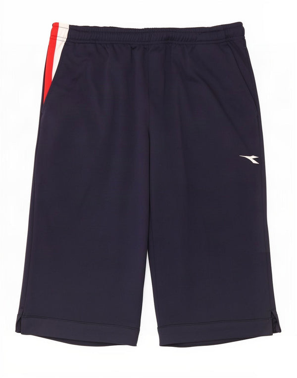 Diadora Mens Bermuda Sport Shorts Large Navy Blue Colourblock Polyester