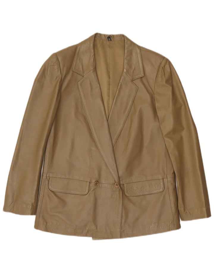 Giacca in pelle oversize da donna vintage IT 38 XS in pelle kaki
