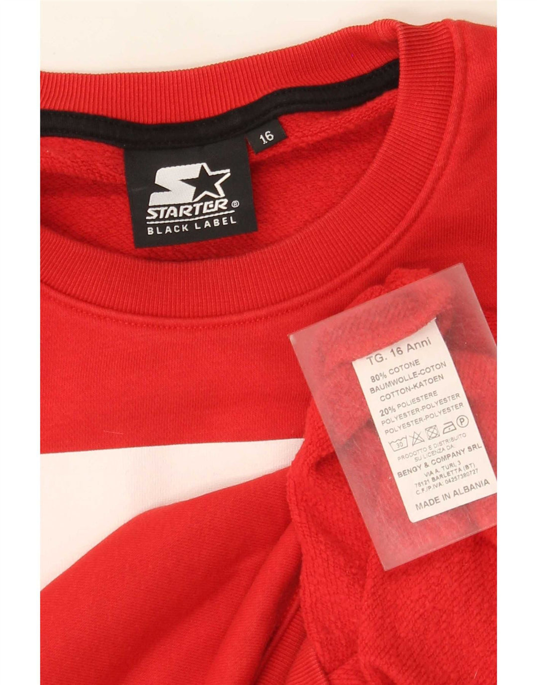 Felpa con grafica Starter Boys 15-16 anni in cotone rosso