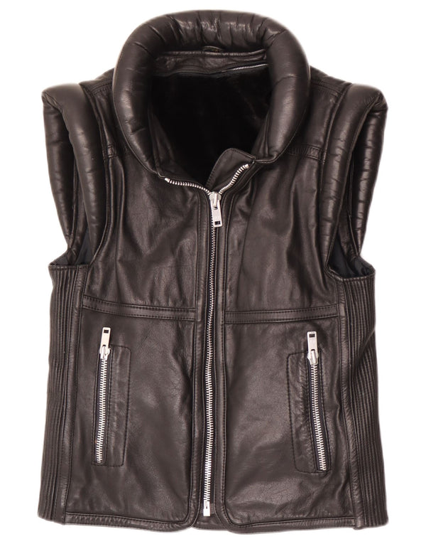Gilet in pelle da uomo vintage UK 38 medio in pelle nera