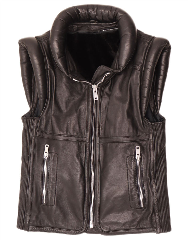 Gilet in pelle da uomo vintage UK 38 medio in pelle nera