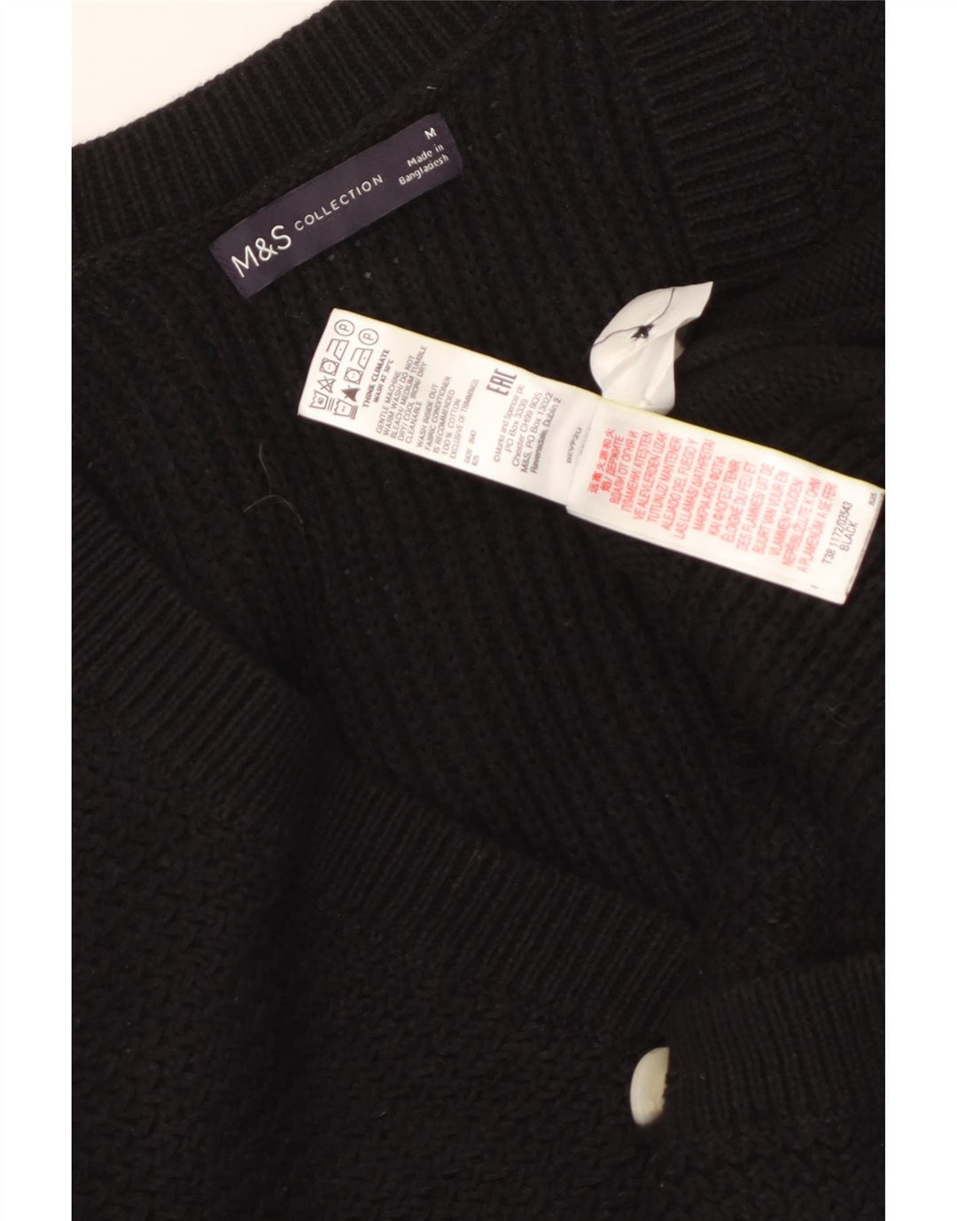 MARKS & SPENCER Maglione cardigan corto da donna UK 14 Cotone nero medio