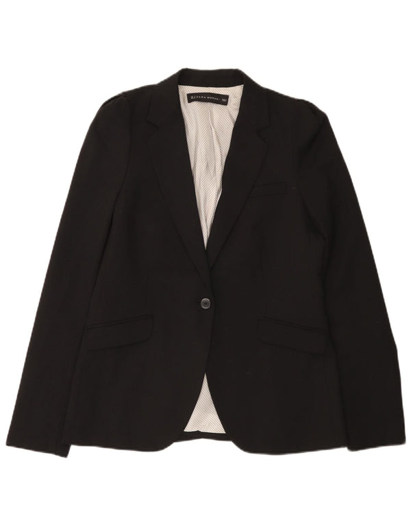 Giacca blazer a 1 bottone da donna Zara UK 10 piccola in poliestere nero