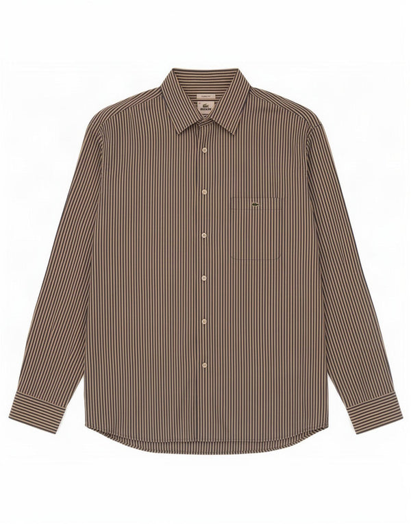Camicia Lacoste da uomo vestibilità classica taglia 46 2XL cotone gessato blu