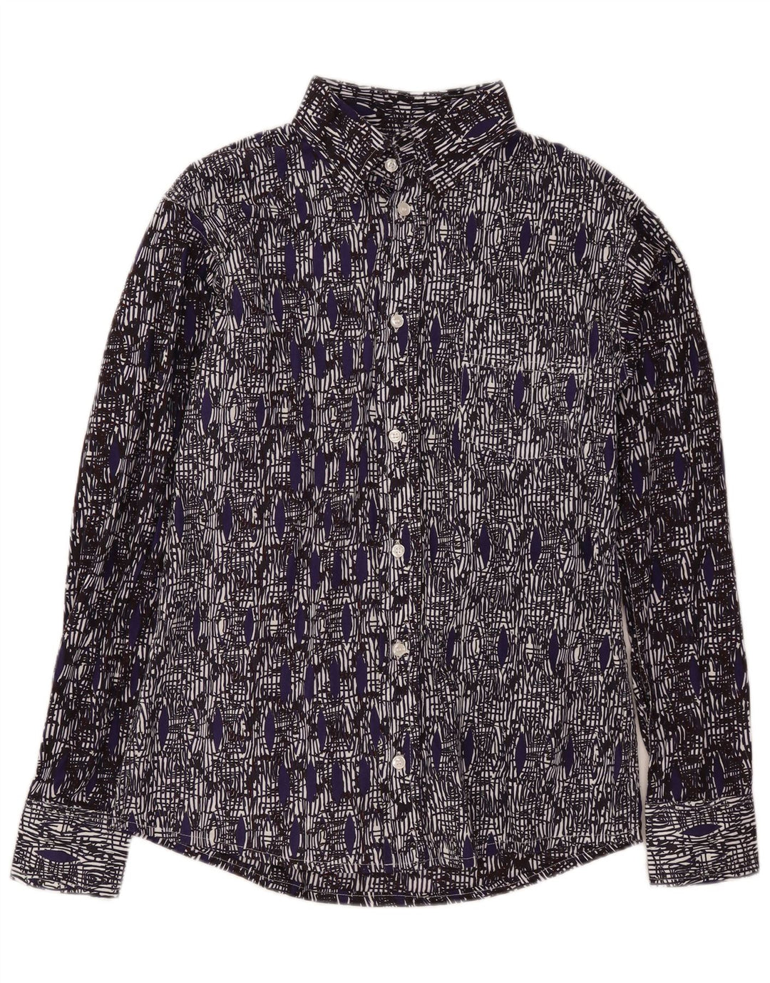 Camicia da uomo vintage piccola geometrica blu navy