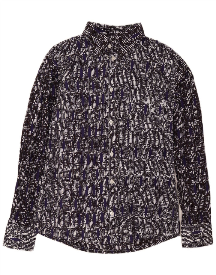 Camicia da uomo vintage piccola geometrica blu navy